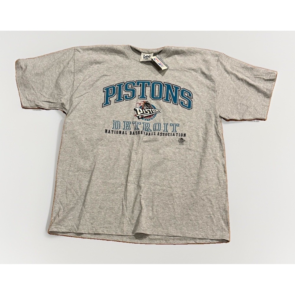 Vintage Nutmeg Detroit Pistons T Shirt Gray Grant Hill Era Horse 2XL New Rare